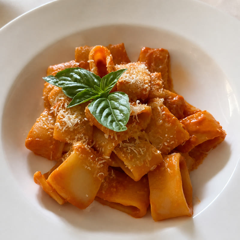 Paccheri al pomodoro con basilico, dai fornelli di Lorenzo